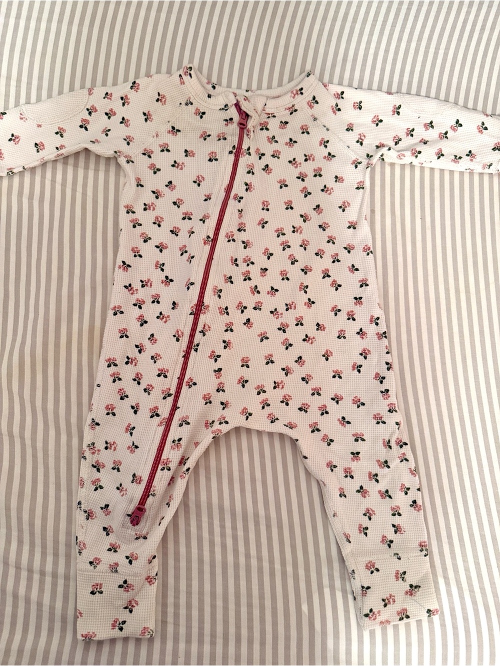 Sapling 100% Organic Cotton Pink Floral Zip-Front Baby Onesie Bodysuit 3-6 Month